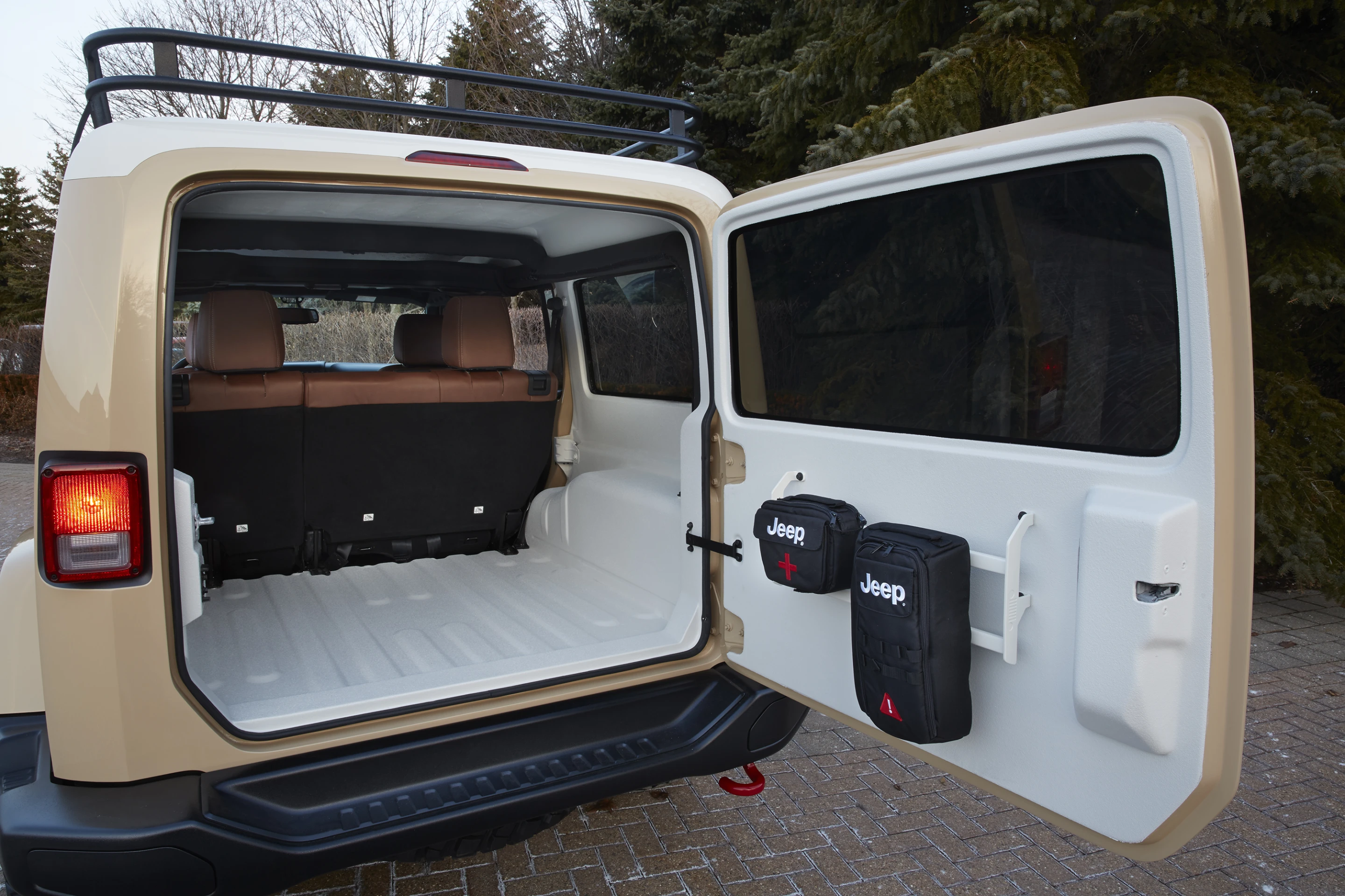 The Wrangler Africa has a spray-in truck bed coating in the cargo area, inner roof and floor