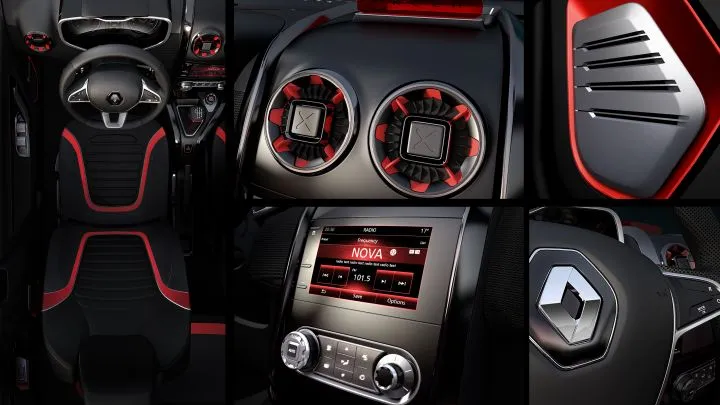 The Oroch's dark charcoal interior is offset by a lot of orange trim