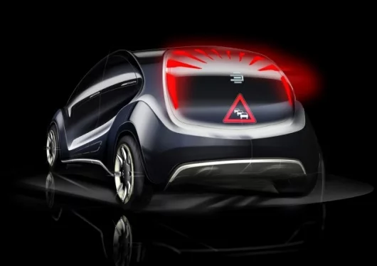 The EDAG Light Car - Open Source concept vehicle has a reconfigurable rear panel that uses OLEDs to warn ensuing drivers of traffic conditions ahead