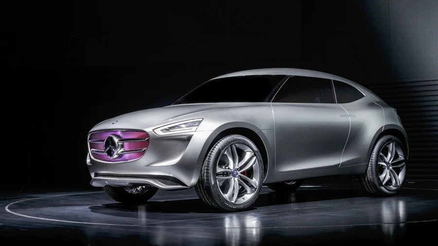 The Mercedes-Benz Vision G-Code concept car has multi-voltaic silver paint that harvests solar and wind energy