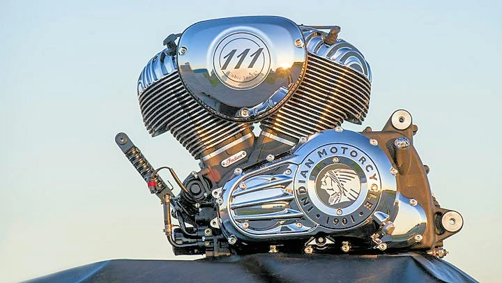 View of the left side of the Indian Motorcycles Thunder Stroke 111 engine