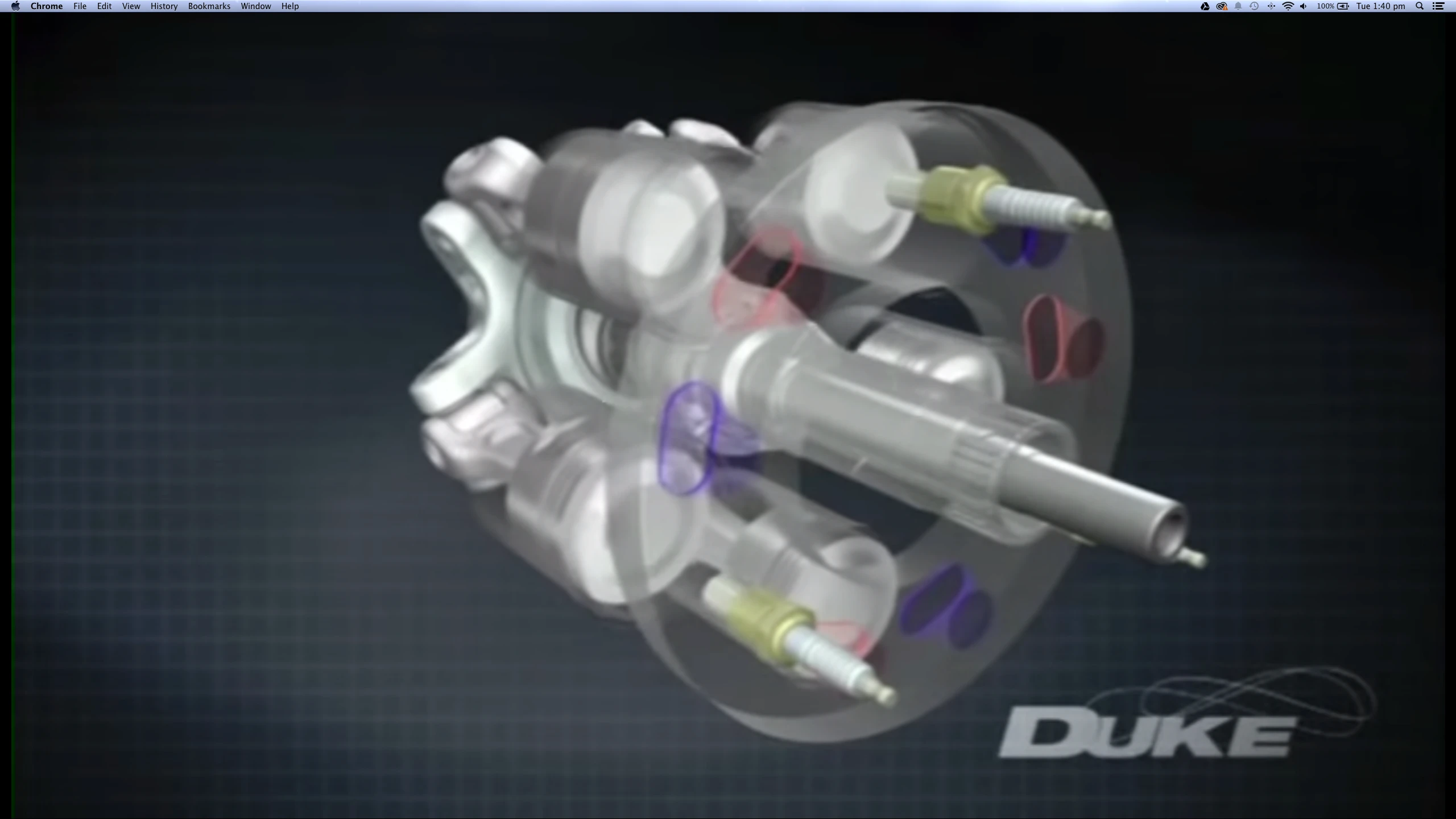 The Duke Engine features cylinders that rotate past spark plugs, intake and exhaust ports at the perfect moment