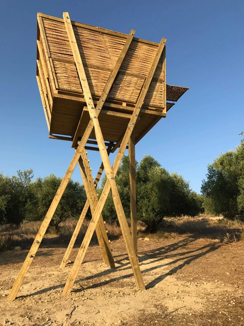 The Tragata is raised atop a permanent timber frame structure