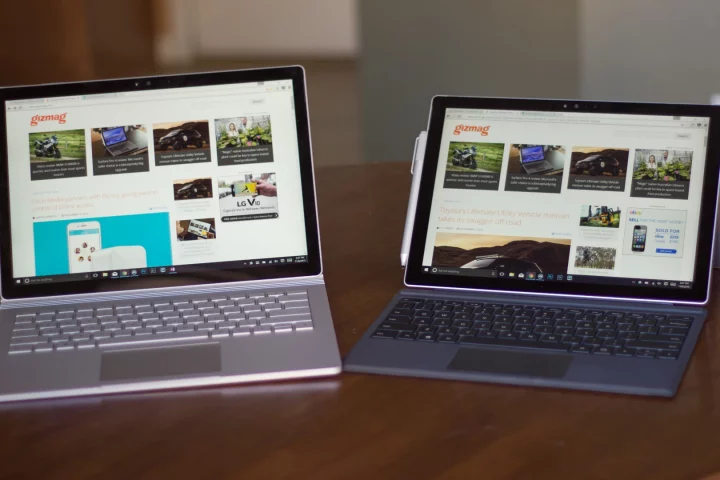 The Surface Book (left) and Surface Pro 4 make for a tough holiday decision – let our hands-on impressions lend a hand