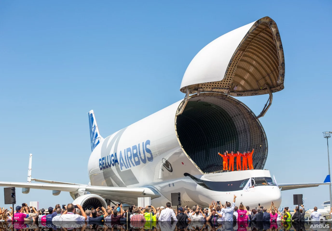 The Beluga XL test crew after the maiden flight