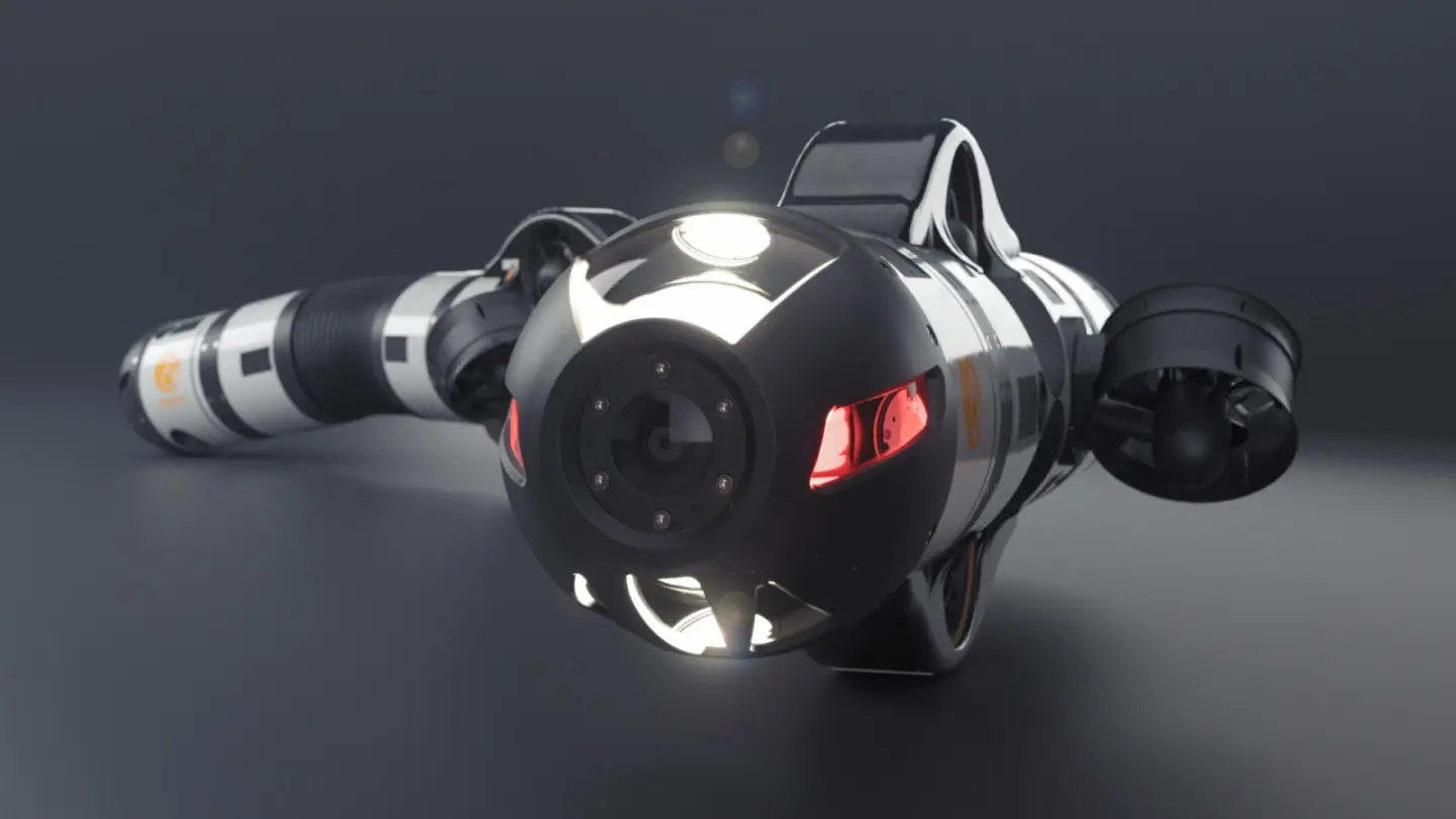 Like earlier versions, the EELY500 has a flexible segmented body that is propelled through the water by thrusters, and that's equipped with lights, a camera and interchangeable manipulator tools or sensors