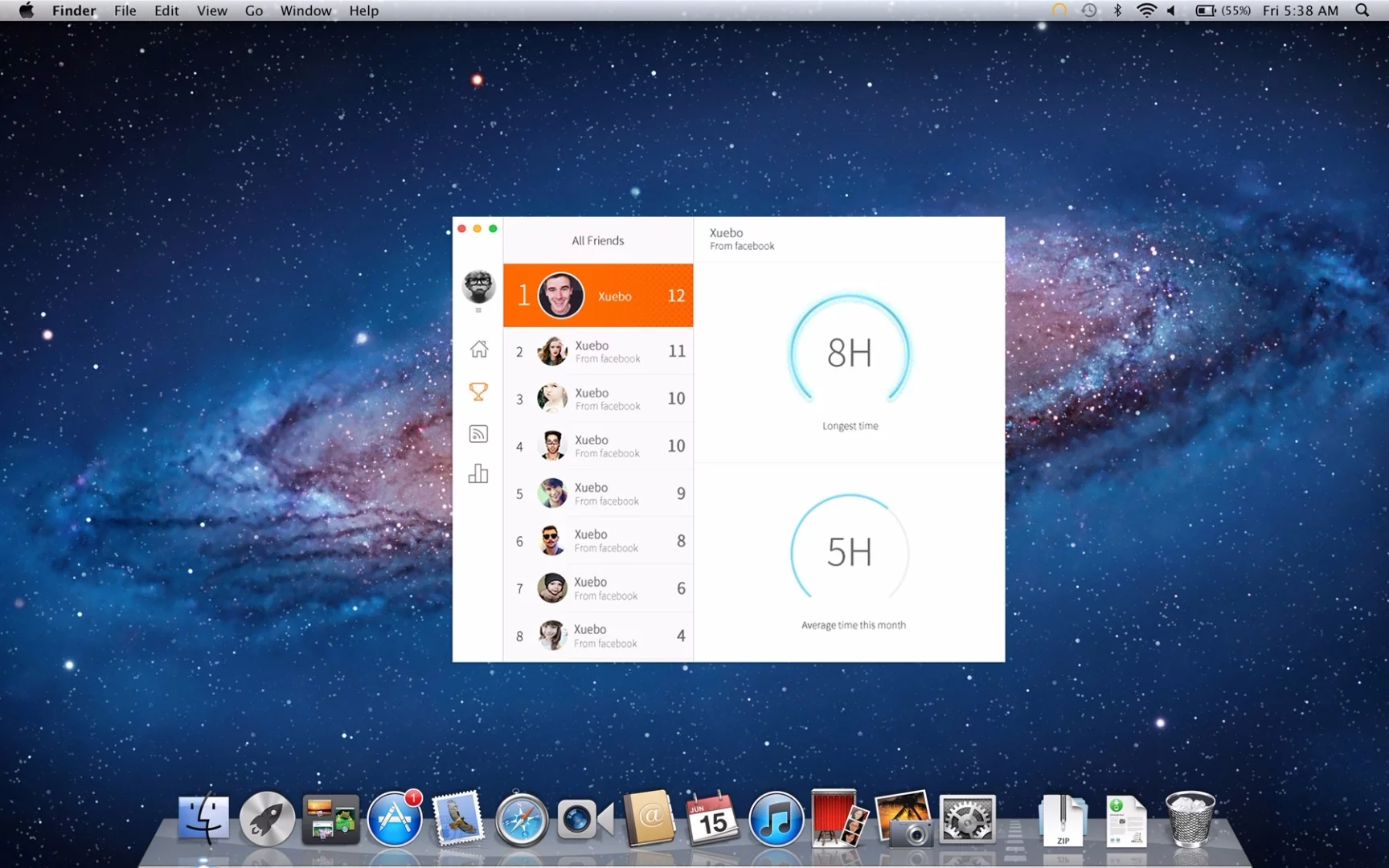 Productivity is further encouraged by allowing users to compete with with colleagues and friends