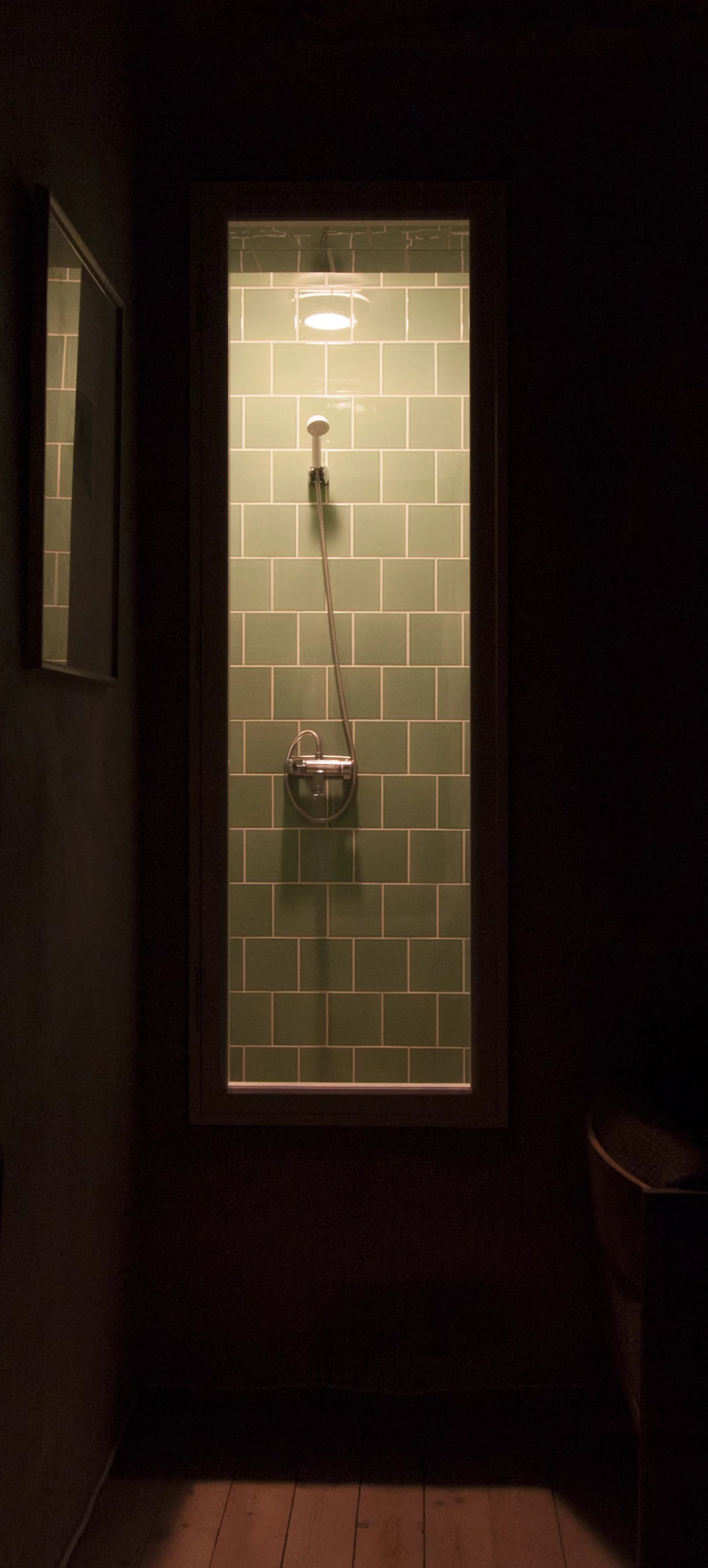 Night time view of the shower