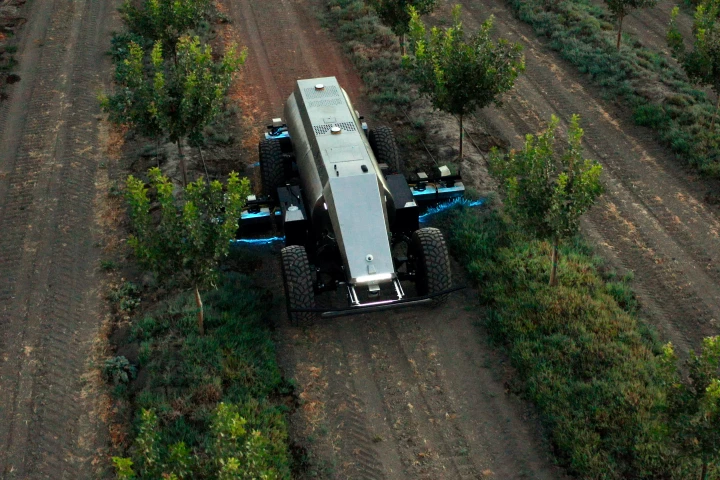 The Herbicide GUSS robotic vehicle only applies herbicide where it detects weeds