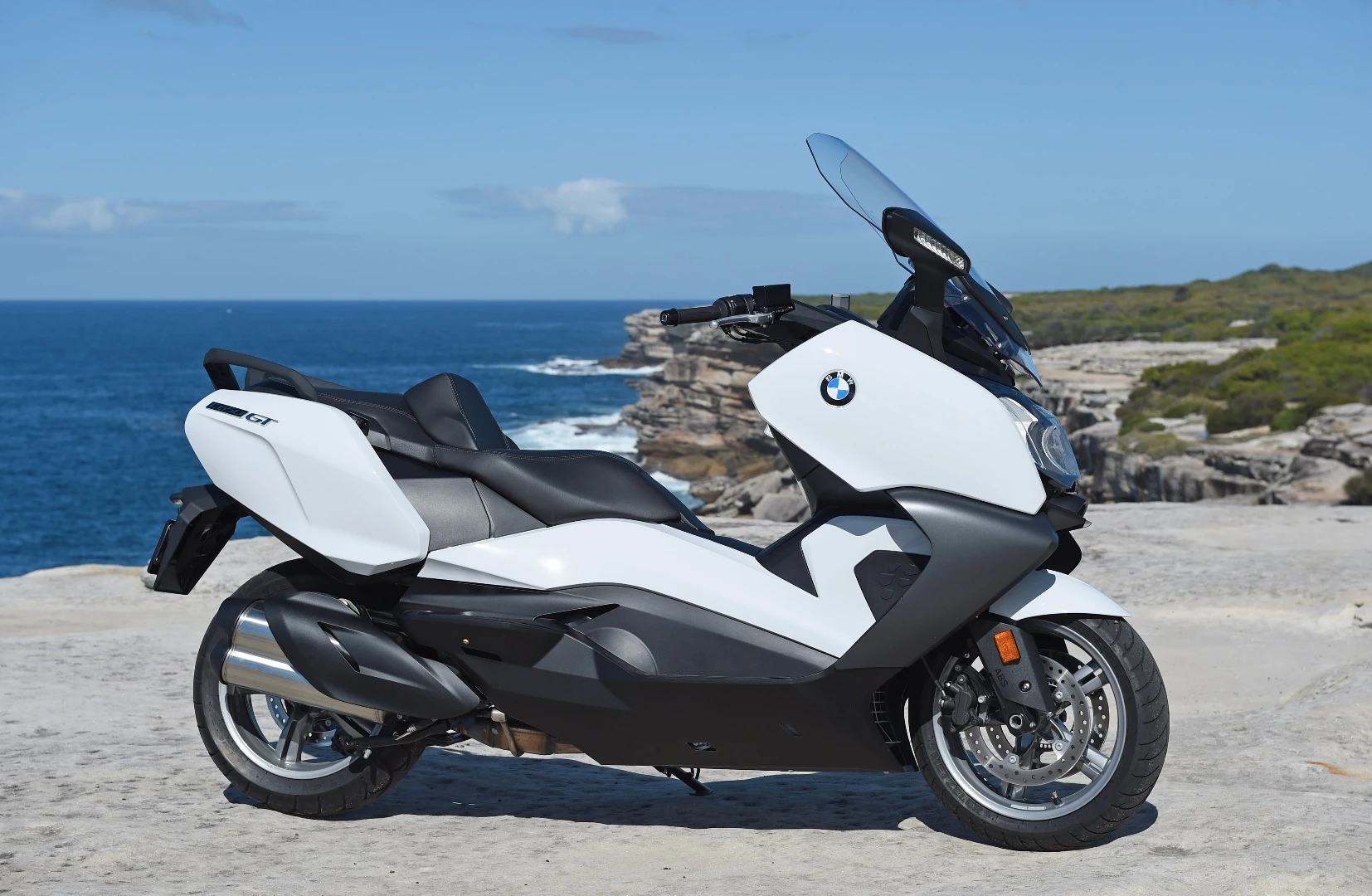 BMW's C650 GT: carries off a decent impression of a police bike in white