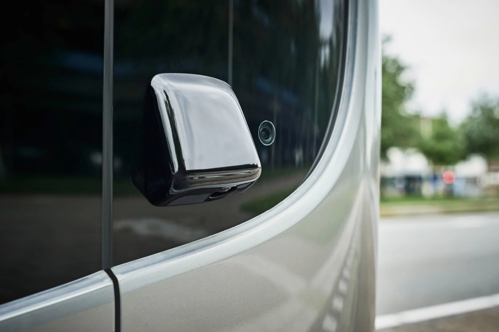 Two cameras look downwards so as to "read" the road surface