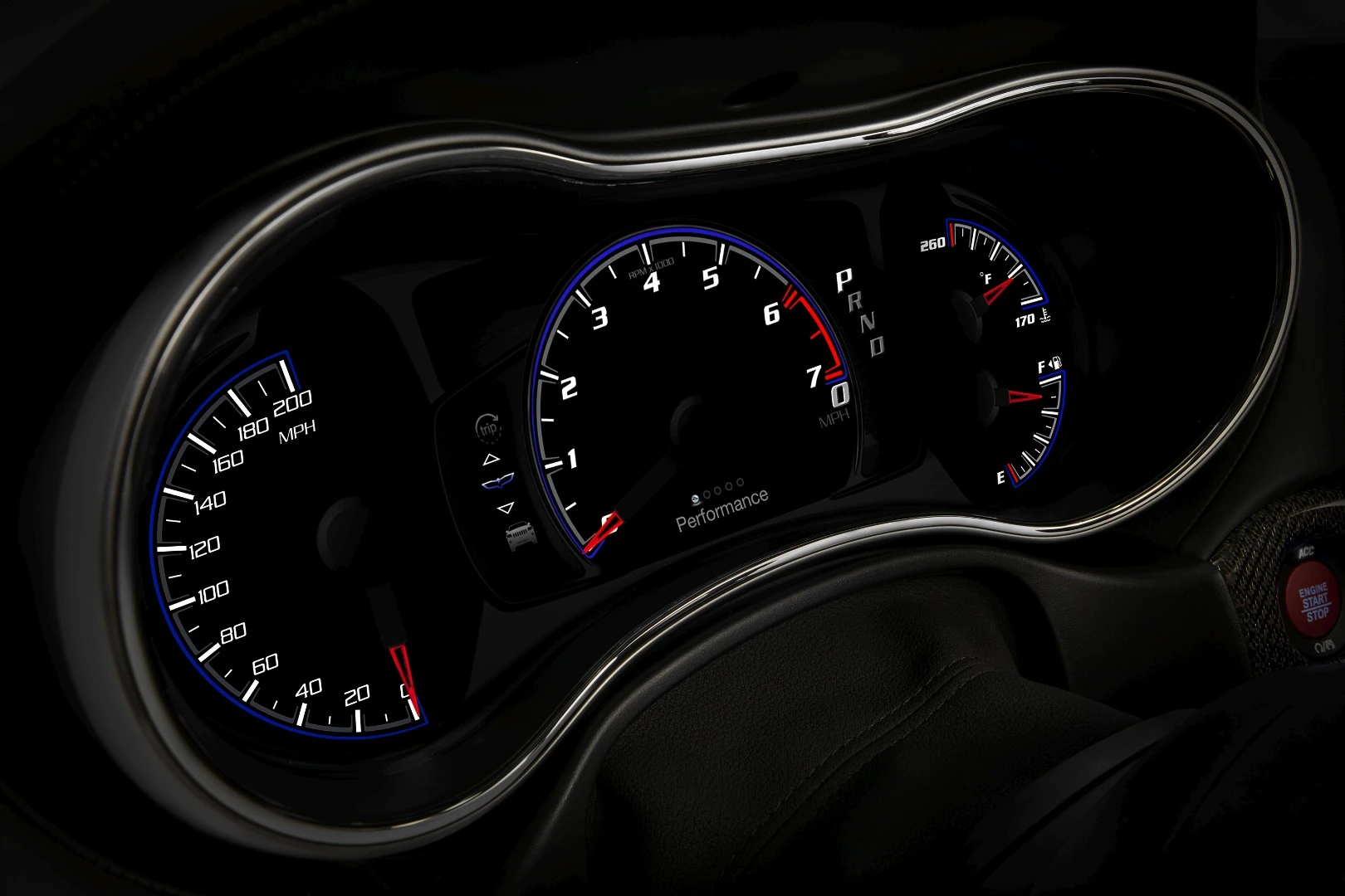 The Trackhawk includes a 7-in driver information display
