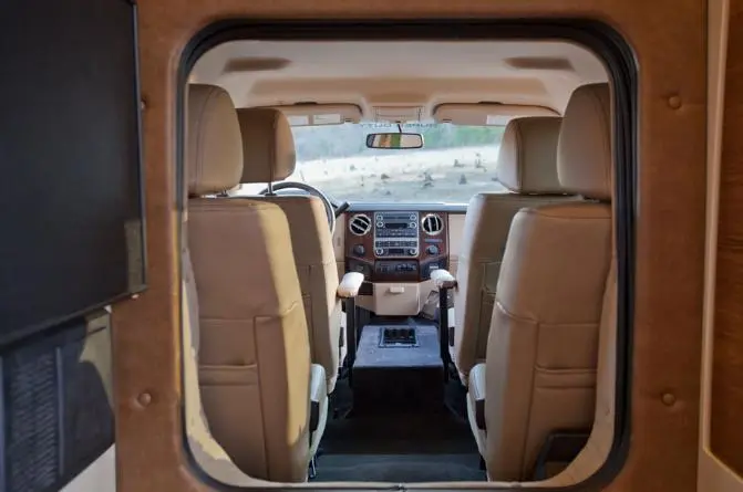 The base F450 Crew Cab has cloth seats