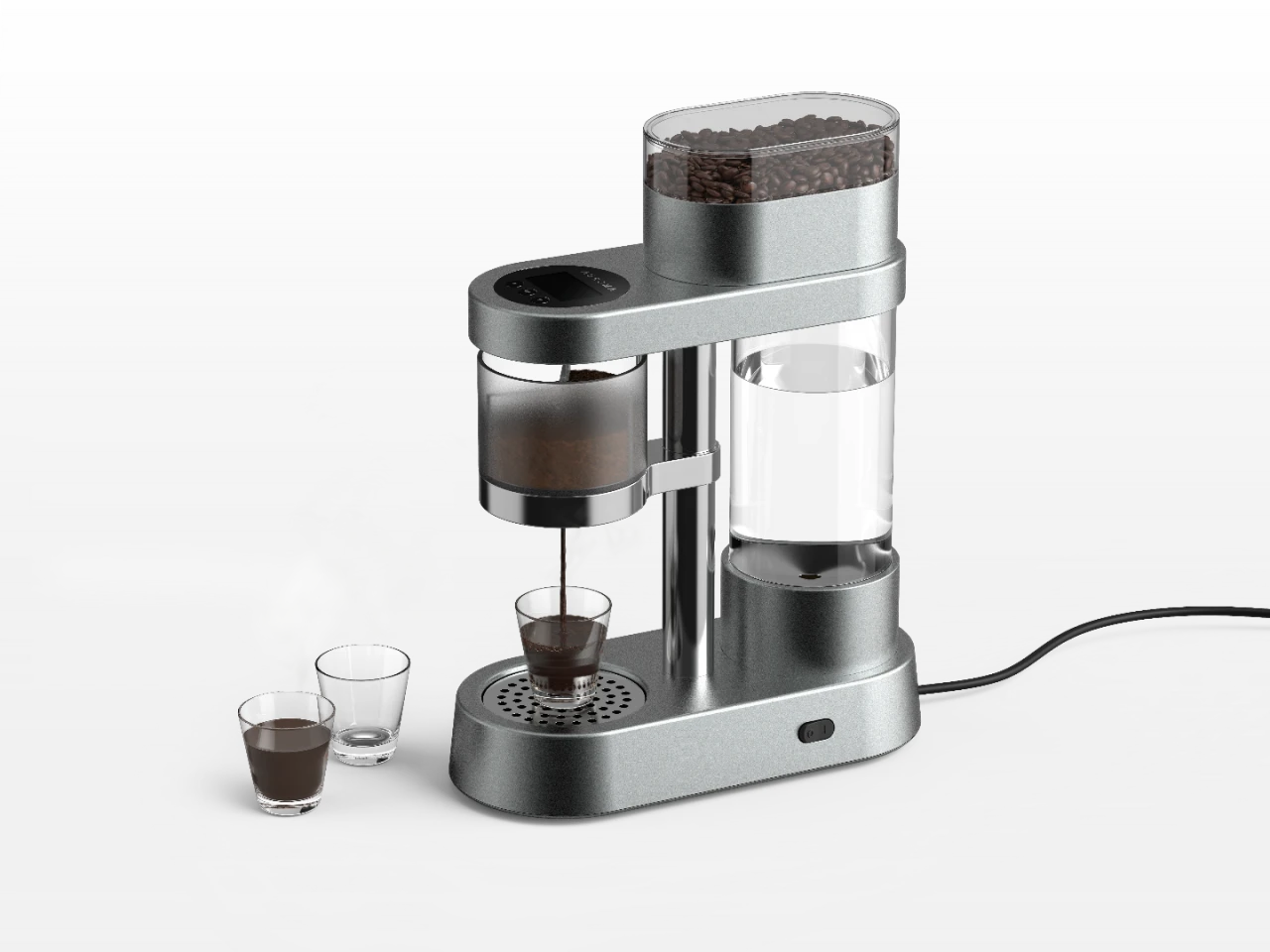 The Auroma One can set up tasting flights of three coffee types in separate shots, or one type with three different settings