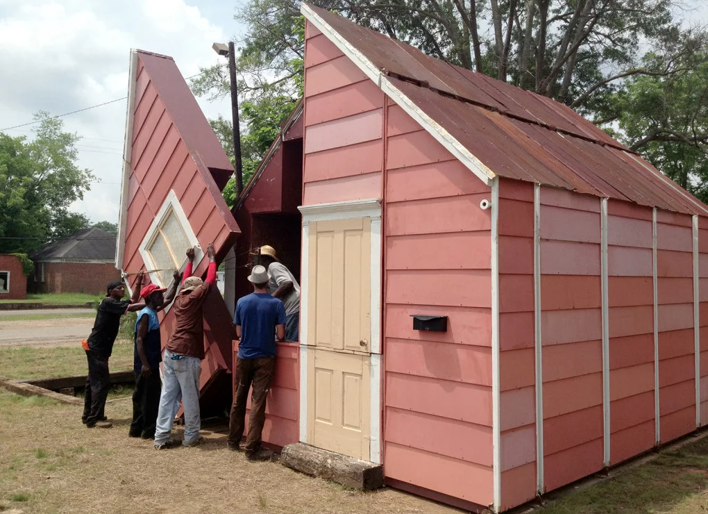 "It takes four people one and a half hours to unfold the structure,” says Mazzotta