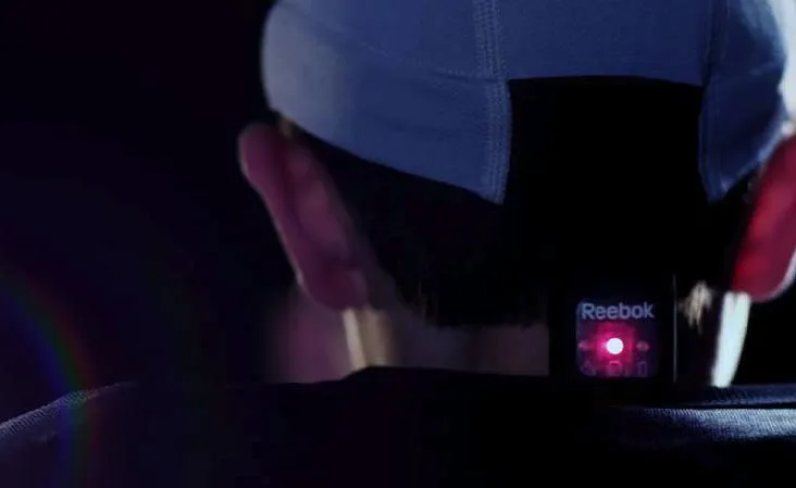 This CheckLight's blinking red LED indicates that a serious blow to the head has taken place