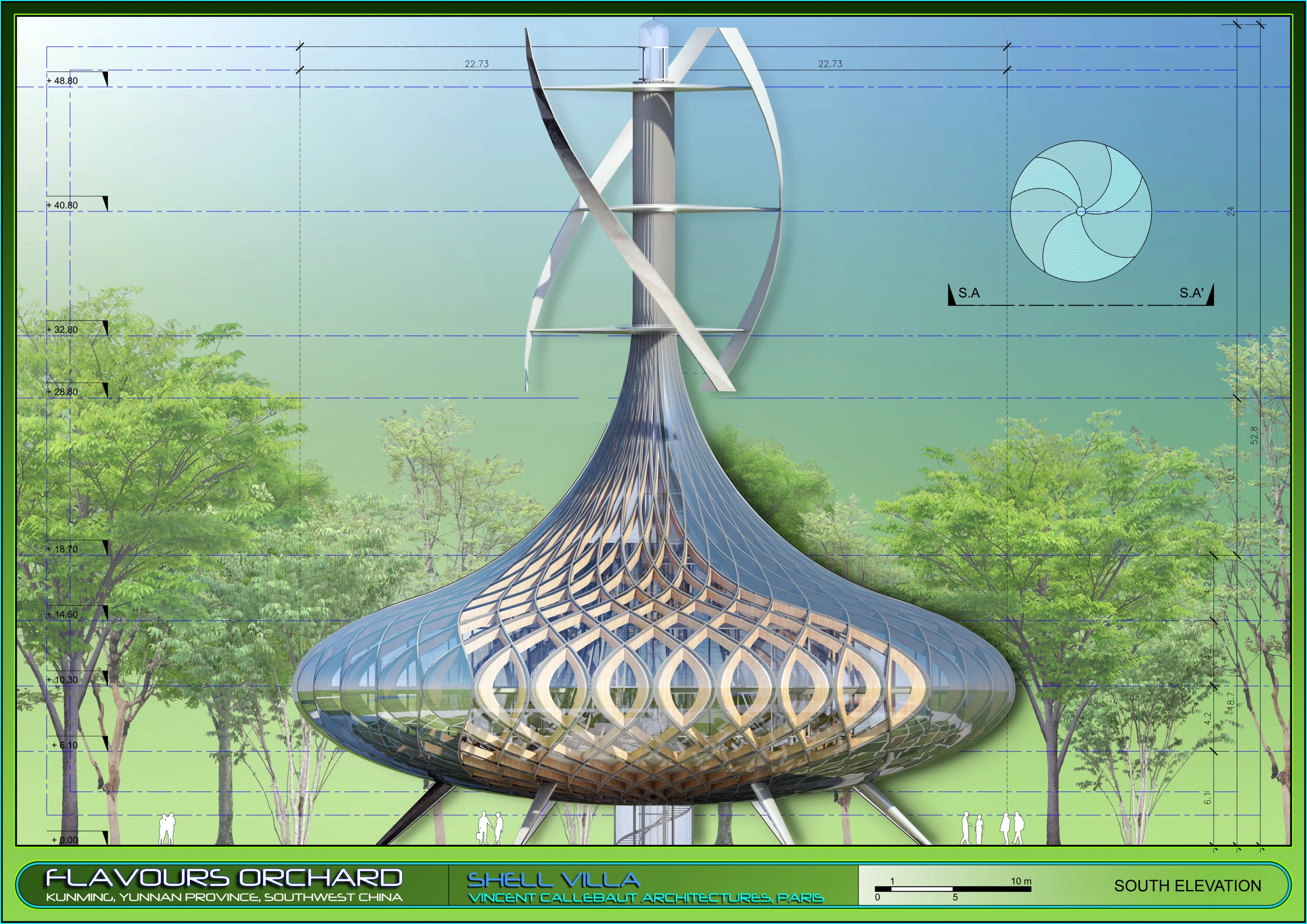 Shell Villa wooden carpentry (Image: Vincent Callebaut Architectures)