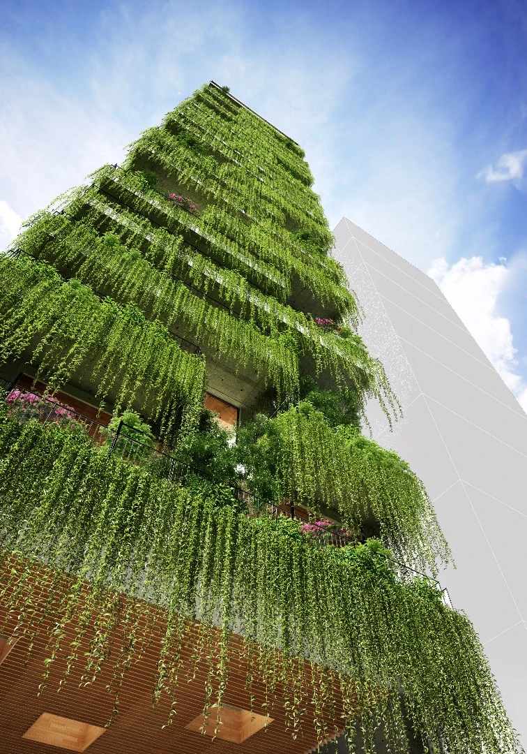 The Chicland Hotel will be squeezed into a site measuring just 15 m (50 ft)-wide and covered in greenery