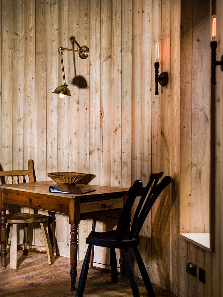 A dining table in the Woodsman's Treehouse