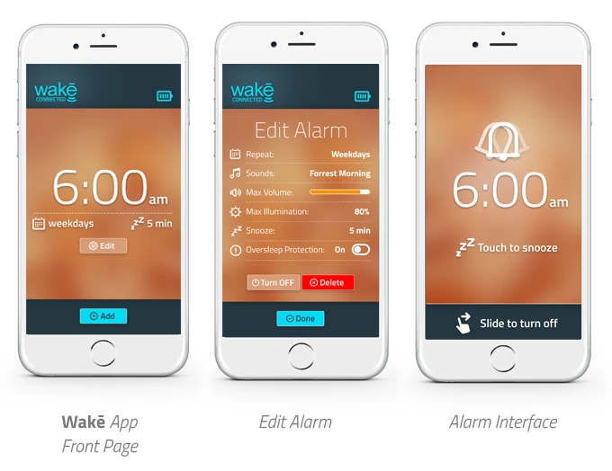The Wakē system connects with iOS and Android smartphone apps over WiFi, where users can adjust its settings (Photo: Lucera Labs)