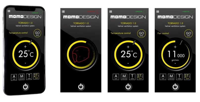 Aero helmet users set the parameters for the system via an app