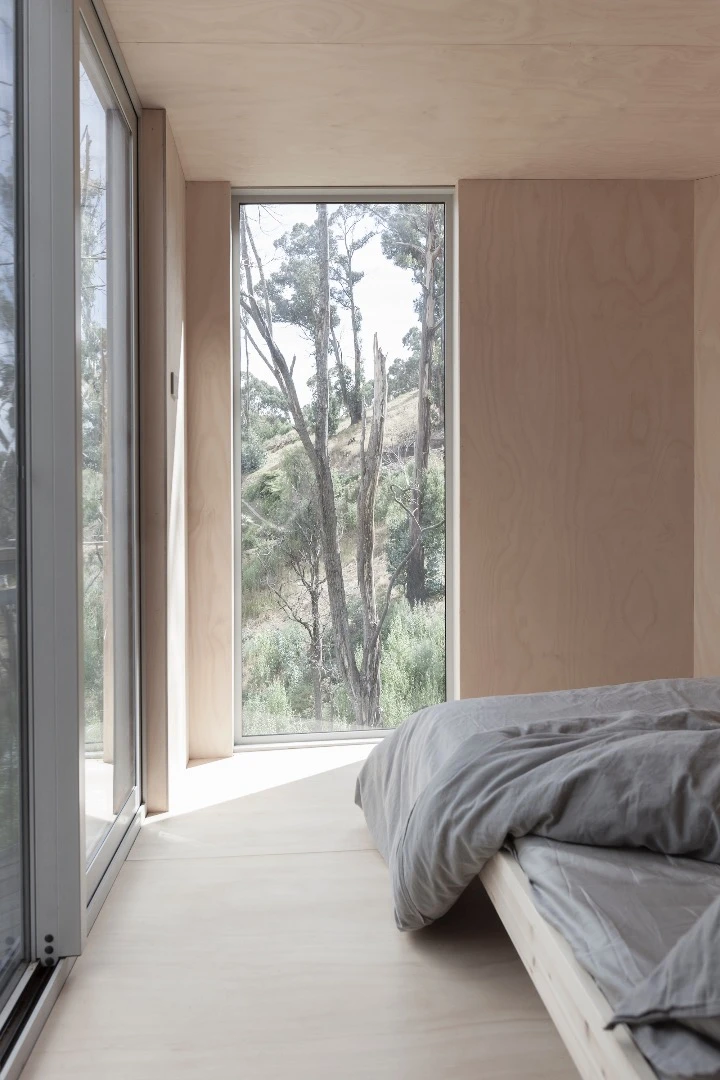 This bedroom opens to the deck area outside