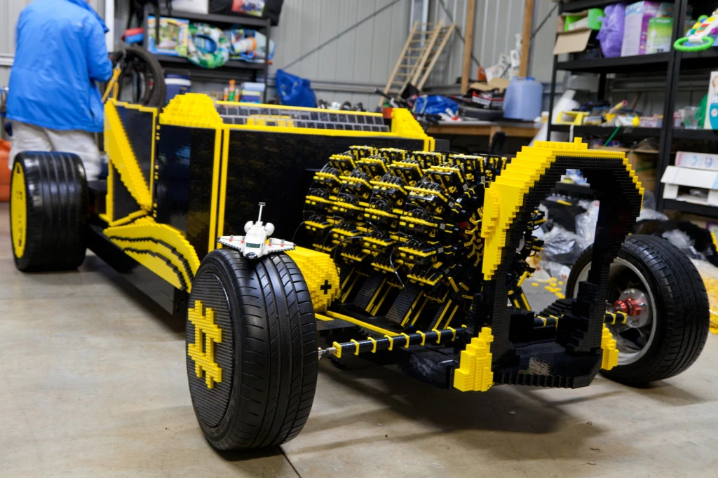 The Lego roadster's engineering and build dynamics are impressive given the medium