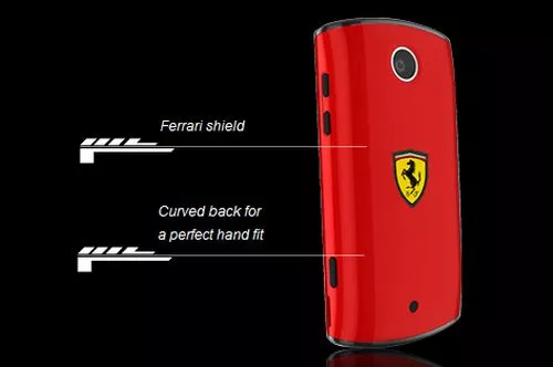 The Acer liquidmini Ferrari Edition comes with red casing with chrome trim, is curved on the back and adorned with the famous 'prancing horse' logo