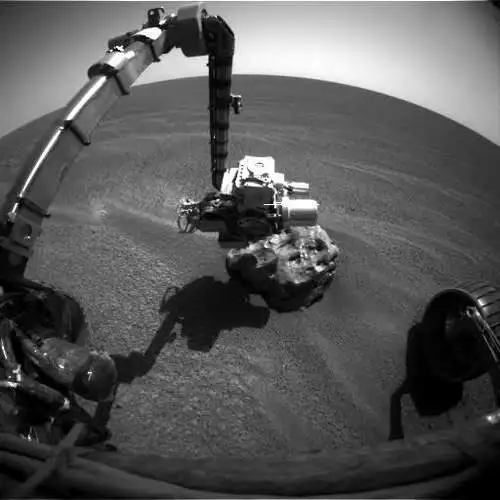 Opportunity examining Heat Shield Rock