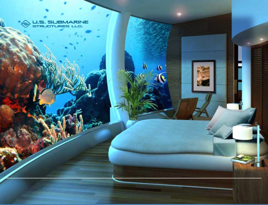 Artist's impression of ground floor master bedroom with panoramic ocean view (Image: US Submarine Structures)