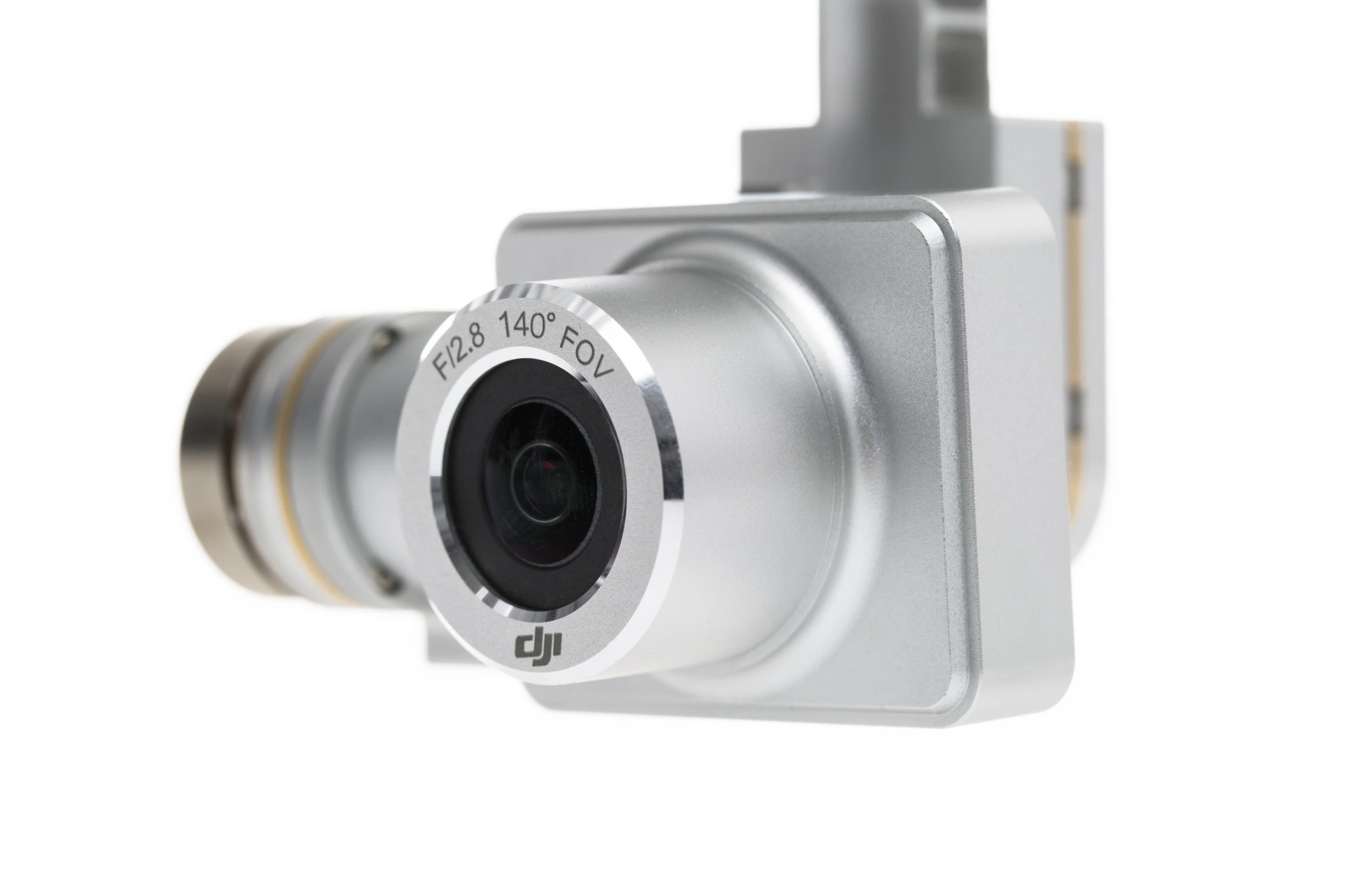 An electronic gimbal system allows the camera to stay level, even as the quadcopter itself moves around