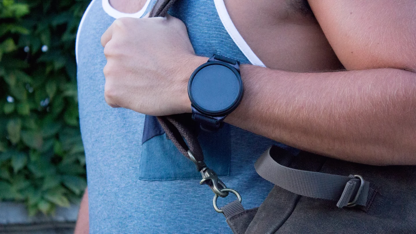 In watch mode, Shell simply sits docked to its cradle on your wrist