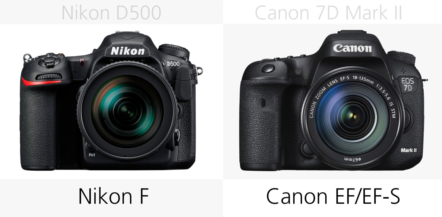 Lens mount comparison of the Nikon D500 and Canon 7D Mark II