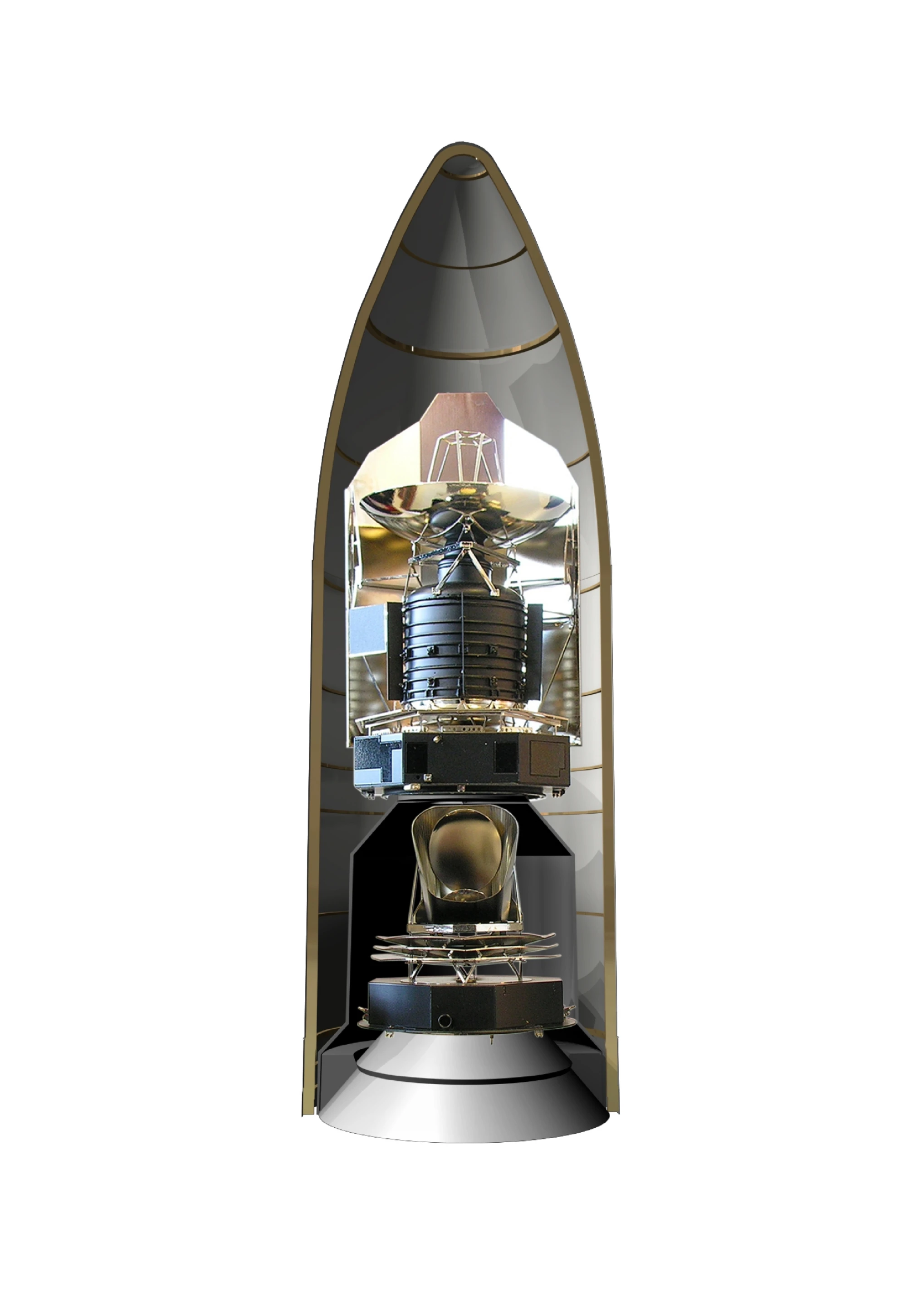 Illustration of Herschel and Planck inside launcher fairing (Image: ESA/Guarniero)