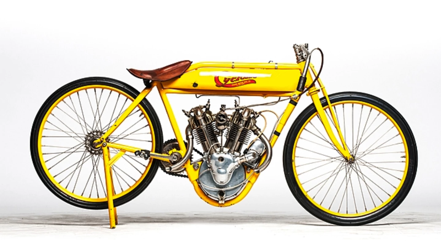 The one-hundred-year-old Cyclone Board Track racer going to auction next month was restored by noted author, historian and craftsman Stephen Wright and owned by the man with the midas touch, Steve McQueen
