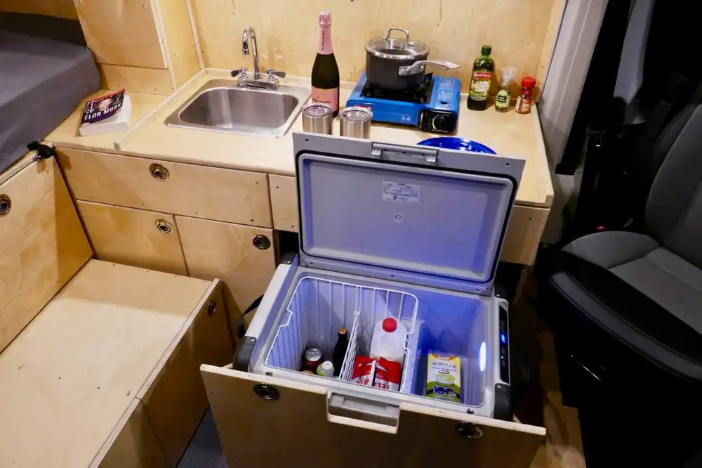 Glampervan kitchen area