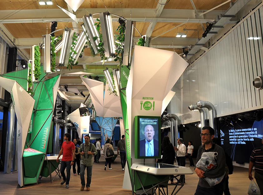 The US installation explores responsible sustainability through science, technology and free trade