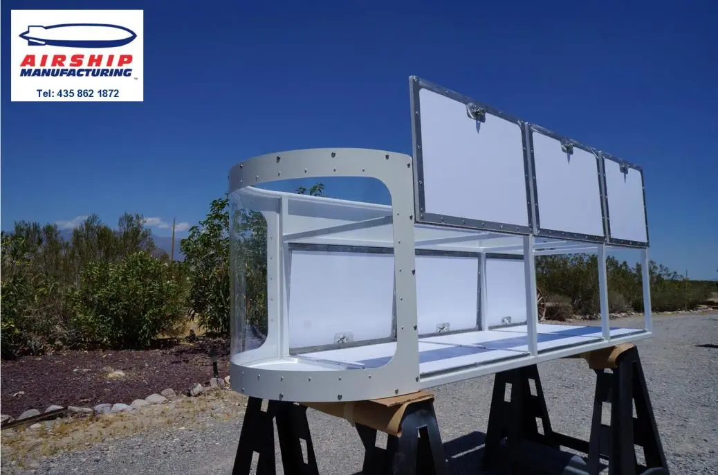 The modular payload bay of the Sky Sentinel airship can accommodate a variety of sensors, each with its own door to the view outside