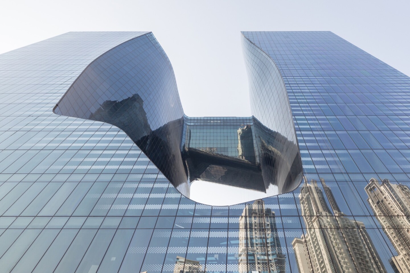 Structurally, Opus consists of two separate towers that are connected into a cube, which has a large central void