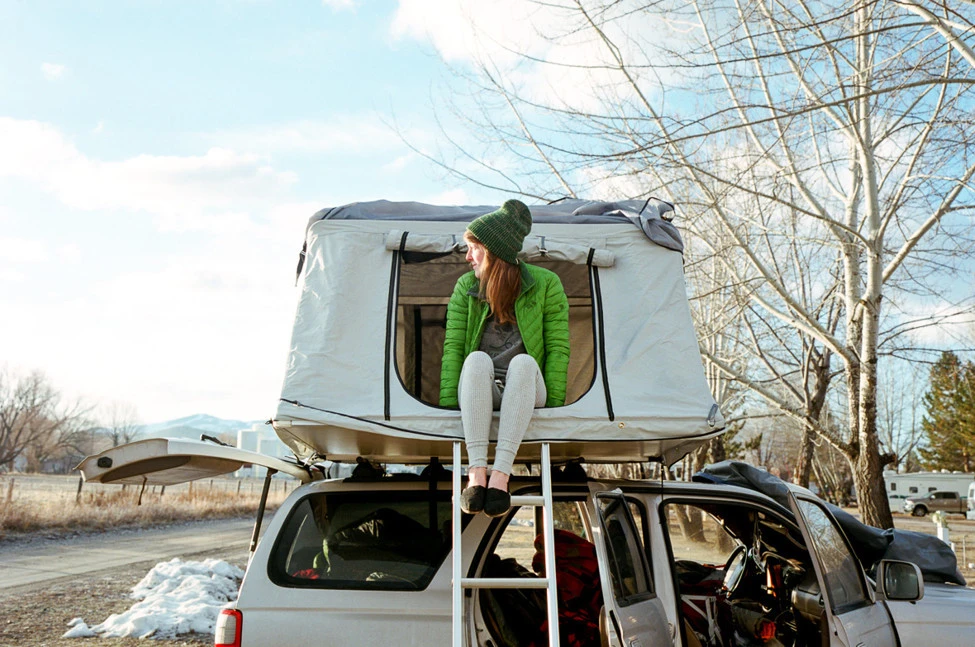 The Poler Le Tente has an integrated foam mattress for a more comfortable night of sleep