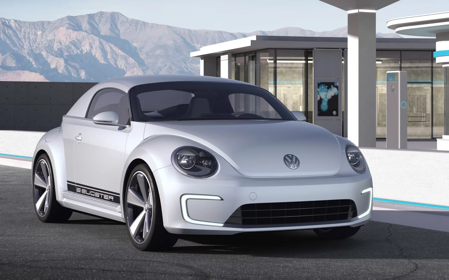 From the front, the E-Bugster's LED running lights can be seen