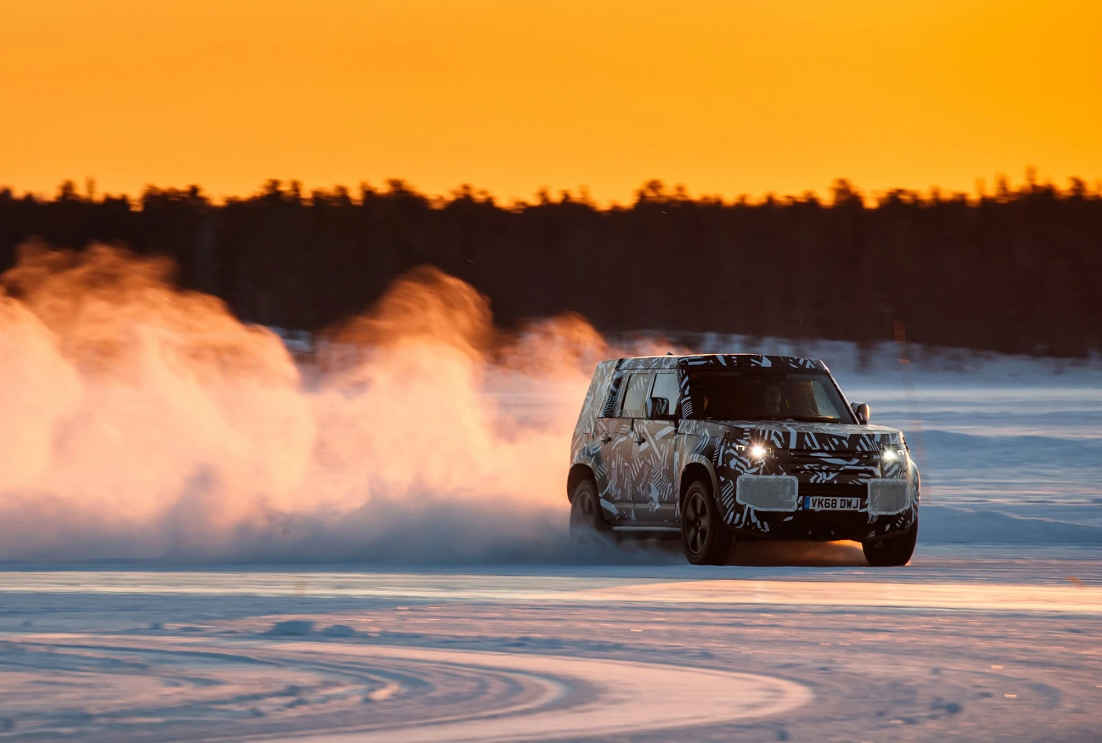 The prototype Land Rover Defender during trials in the Arctic