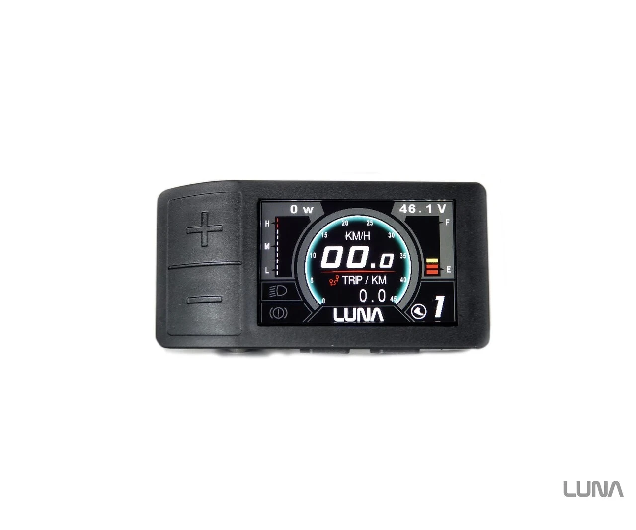 Color display and 3-mode power buttons for the torque-sensing pedal assist drive