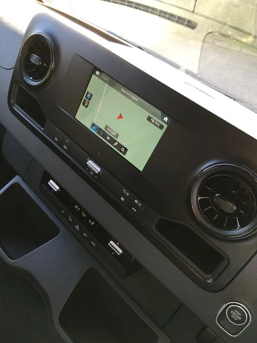The new Mercedes Sprinter comes with a 7-in touchscreen MBUX infotainment system or available 10.3-in system