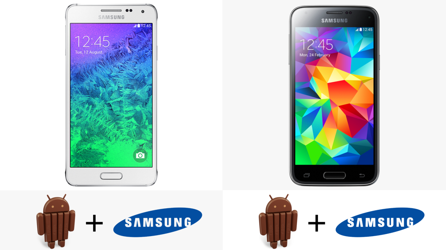 Both smartphones run Android 4.4 KitKat