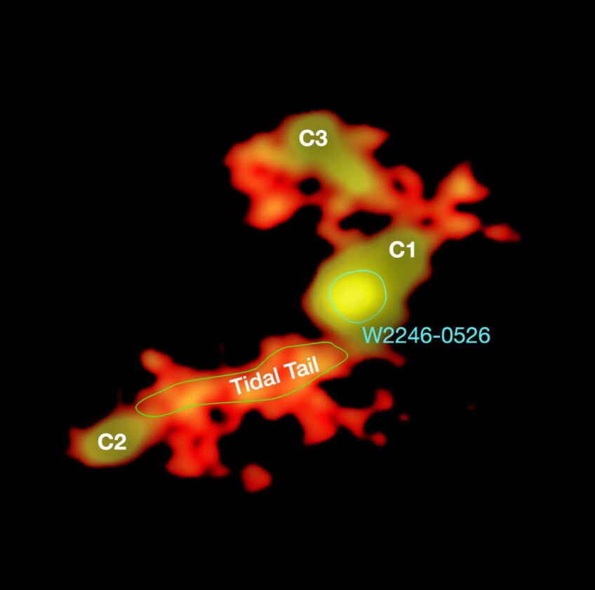 An annotated image of the galaxies