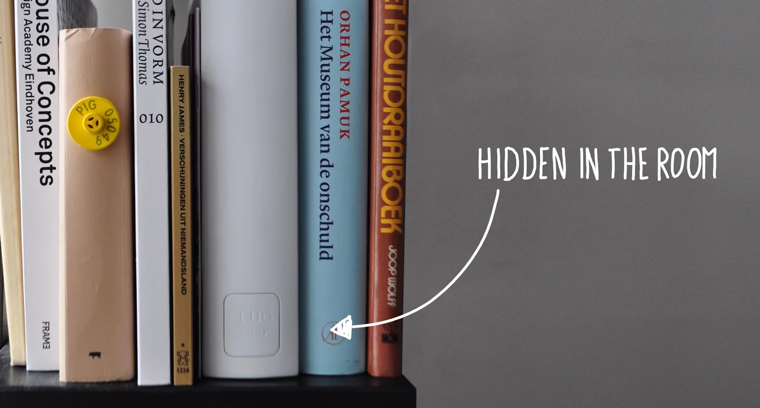 The PlugBook can be kept on a bookshelf and easily grabbed whenever needed
