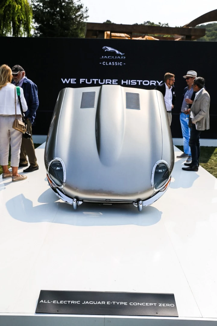 As the placard says, this is the 2020 Jaguar E-Type Zero Concept.