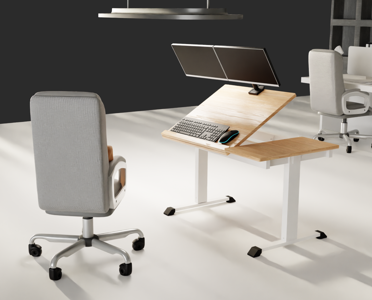 The Ergo Desk combines a sitting, standing and reclining desk into one