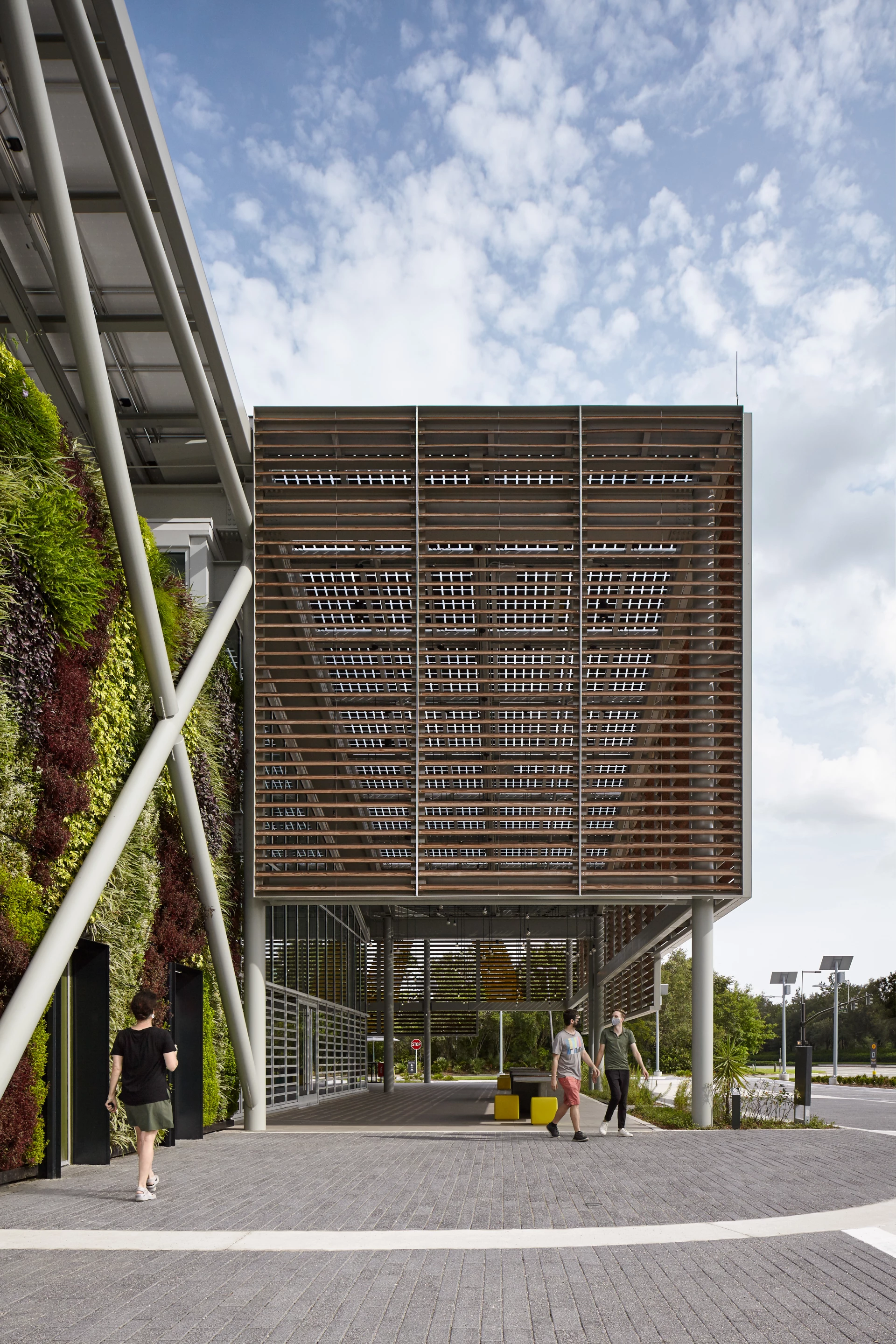 McDonald's Disney World features green wall areas on its exterior